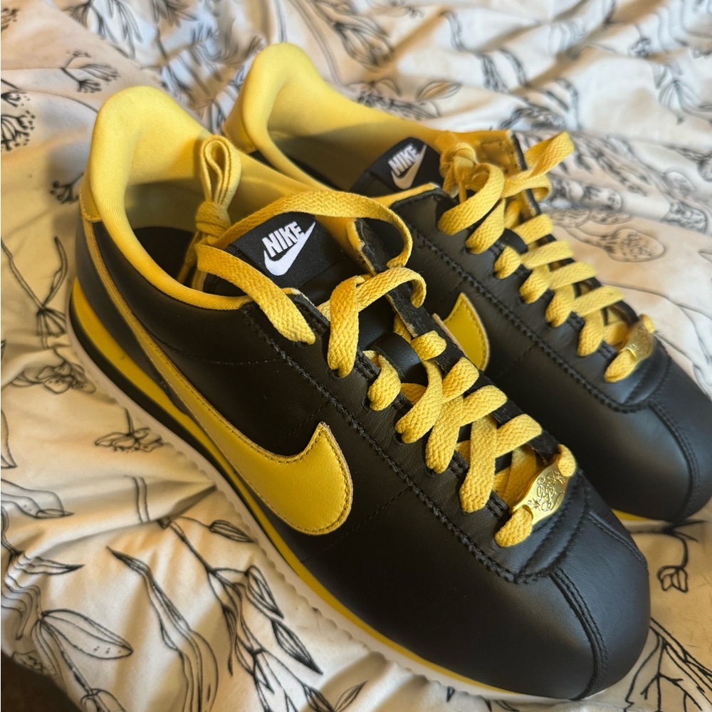 Nike custom Black and Gold Cortez Sneakers